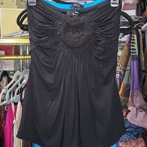 Sky Black Strapless Tank Top